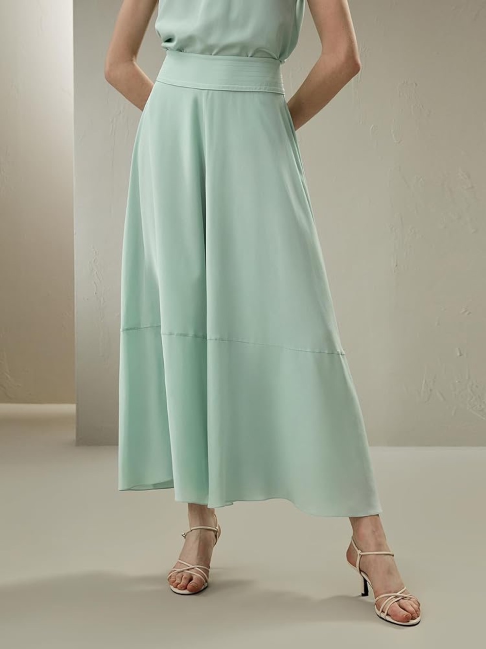 Lily Silk Light Mint Green Yasmin Palazzo Pants 12 Nwt
